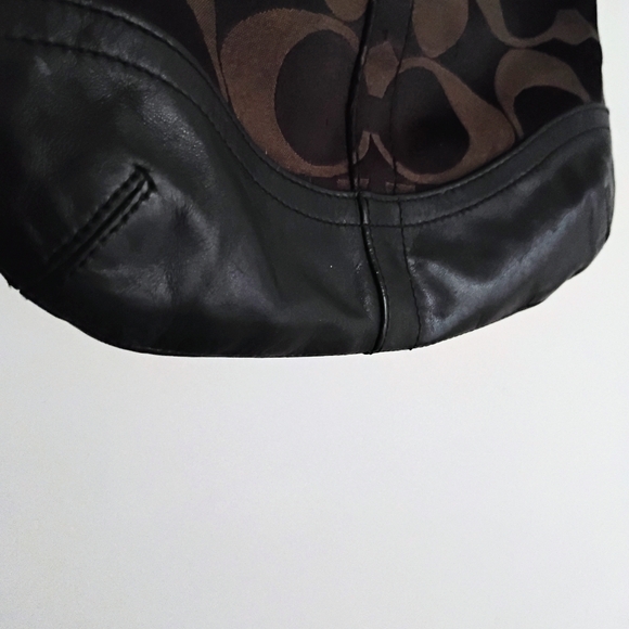 Coach Black Leather Dark Brown Canvas Signature Crossbody Bag Purse - Picture 6 of 15